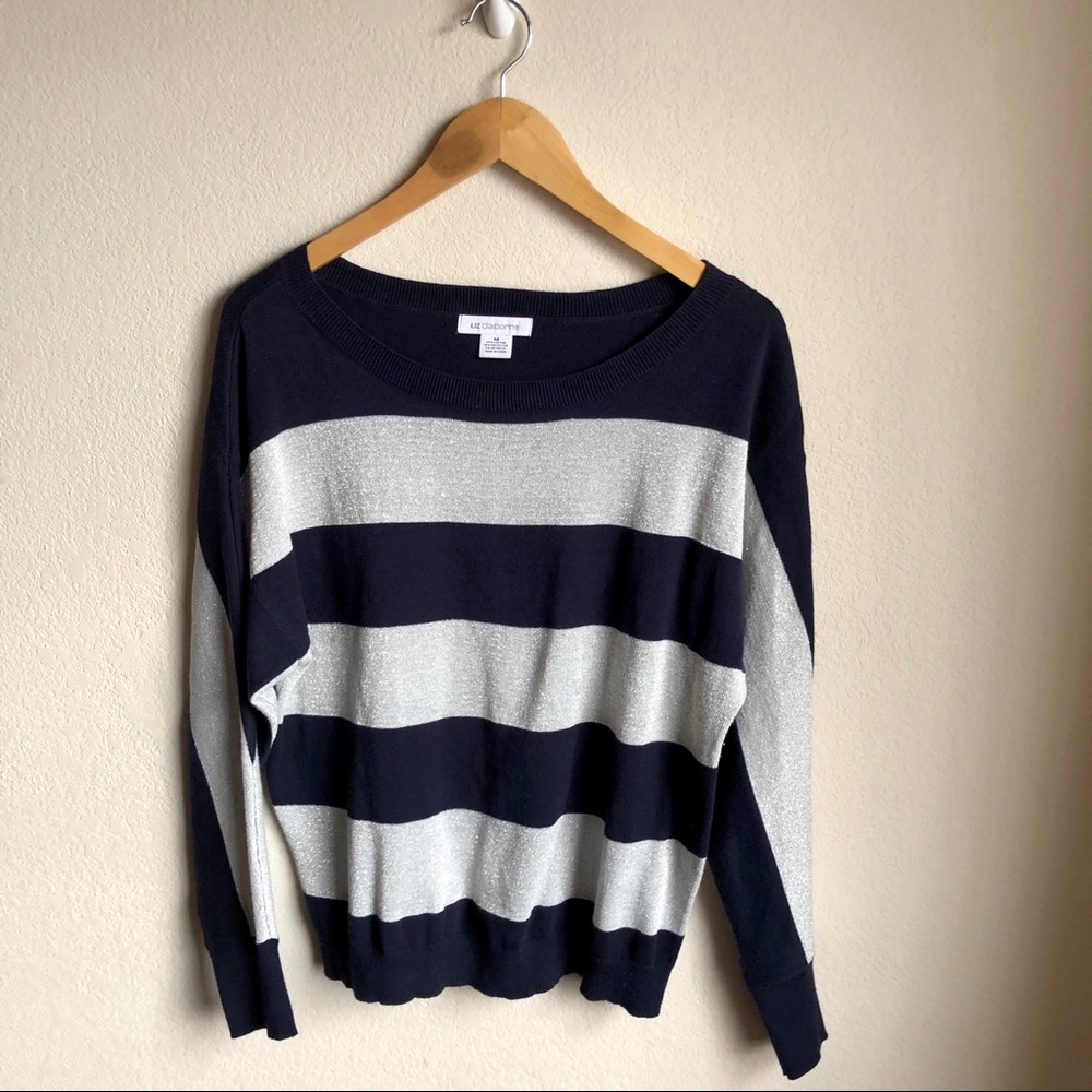 Liz Claiborne sparkle striped sweater
